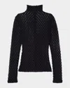 Rohe Geometric Lace Turtleneck Top In Black