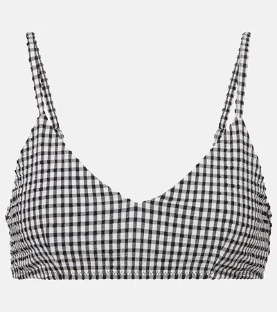 Rohe Gingham Seersucker Bralette In Gray