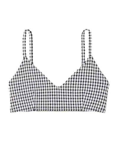 Rohe Gingham Seersucker Bralette In Gray