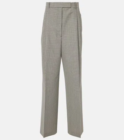 Rohe Gingham Wool-blend Wide-leg Pants In Multicoloured