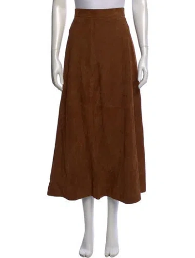 Pre-owned Rohe Goat Leather Long Skirt In Brown