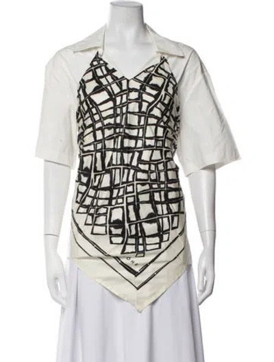 Pre-owned Rohe Graphic Print Short Sleeve Top In Neutrals