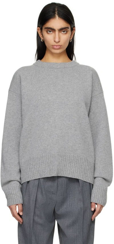 Rohe Gray Crewneck Sweater In 907 Grey Melange