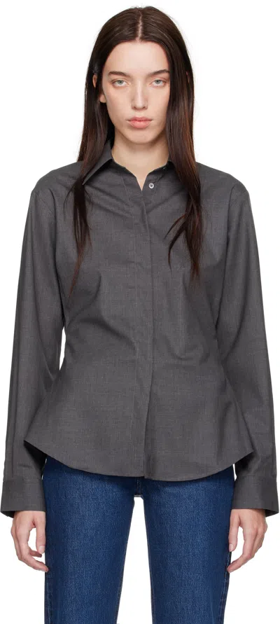 Rohe Gray Open Armhole Shirt In 021 Dark Grey Melang