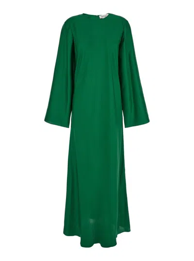 ROHE GREEN LONG CREWNECK DRESS