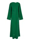 Rohe Green Long Crewneck Dress In Silk Woman In Green