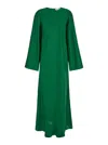 Rohe Green Long Crewneck Dress In Silk Woman In Green