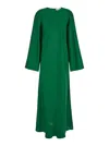 Rohe Green Long Crewneck Dress In Silk Woman In Green