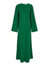 Rohe Green Long Crewneck Dress In Silk Woman In Green