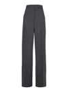 Rohe Grey High-waisted Pants With Pences And Belt Loops In Wool Blend Woman In Gray