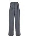 Rohe Grey Pants With Pences And Wide Leg In Wool Blend Woman
