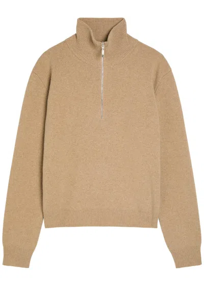 Rohe Half-zip Wool-blend Jumper In Brown
