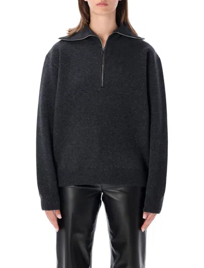 Rohe Half-zip Wool-cashmere Sweater In Charcoal
