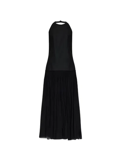 Rohe Halterneck Pleated Maxi Dress In Black