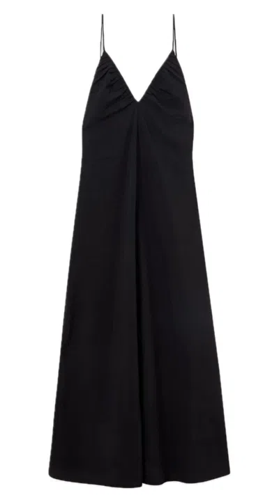 ROHE RÓHE HAMMARED SILK V NECK STRAP DRESS