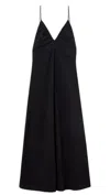 Rohe Black Hammered Silk V-neck Strap Maxi Dress