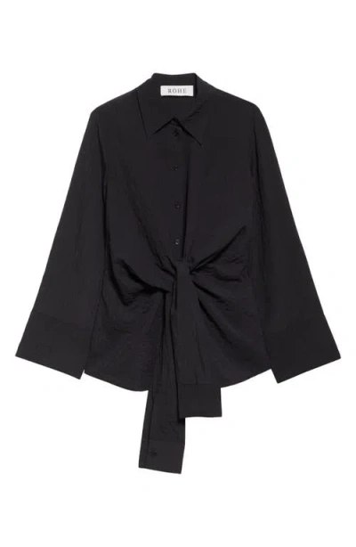 ROHE RÓHE HAMMERED SILK BLEND TWIST BUTTON-UP SHIRT