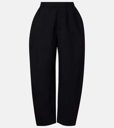 Rohe Róhe High-rise Crêpe Barrel-leg Pants In Black