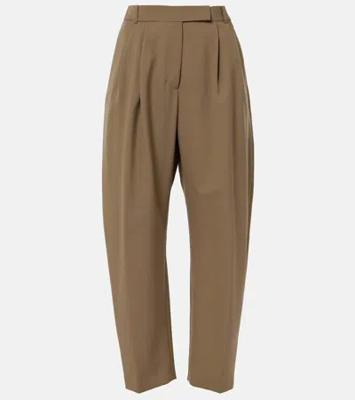 Rohe High-rise Virgin Wool Barrel-leg Pants In Brown