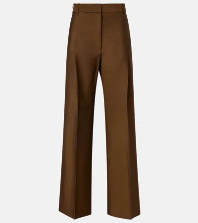 Rohe Róhe High-rise Wool And Mohair Straight Pants In Brown