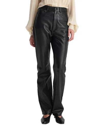Rohe High Waist Straight Leather Trousers In Black