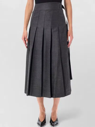 Rohe High Waisted Midi Pleated Wrap Skirt In Gray