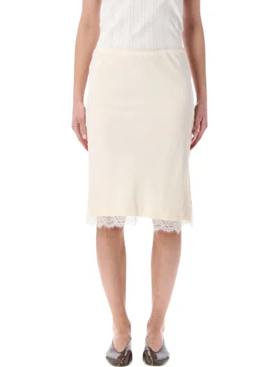 Rohe Fluid Midi Silk Blend Skirt With Delicate Insert In Neutral