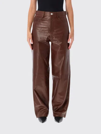 Rohe High-waisted Wide-leg Sheep Leather Trousers In Brown