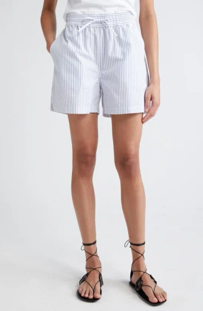 Rohe Holiday Pinstripe Cotton Shorts In White Blue Stripe