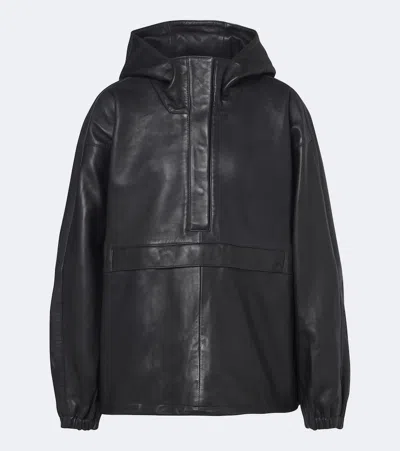 ROHE RÓHE HOODED OVERSIZED LEATHER JACKET