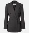 Rohe Hourglass Double-breasted Wool-blend Blazer In Gray