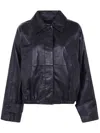 Rohe Leather Jacket Collared Neck Elasticated Hem In Black
