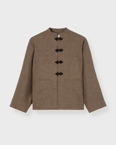 Rohe Róhe Jacket Pankou Closure Linen In Brown
