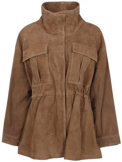 Rohe Jacket Sculptural Suede "sage" In Gray