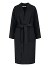 Rohe Black Wool Coat With Shawl Collar In Black
