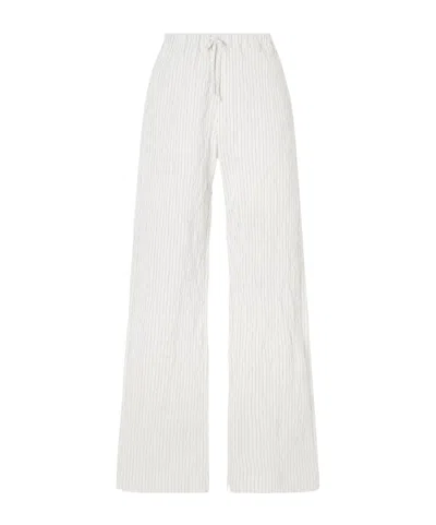 Rohe Jam Striped Crepon Wide-leg Pants In White