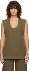 Rohe Khaki Side Split Wool Top In 341 Moss