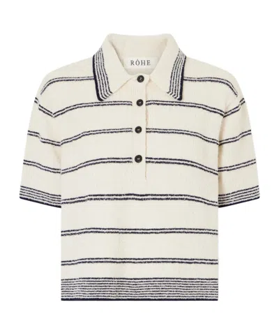 Rohe Klara Striped Cotton-blend Terry Polo Shirt In Animal Print