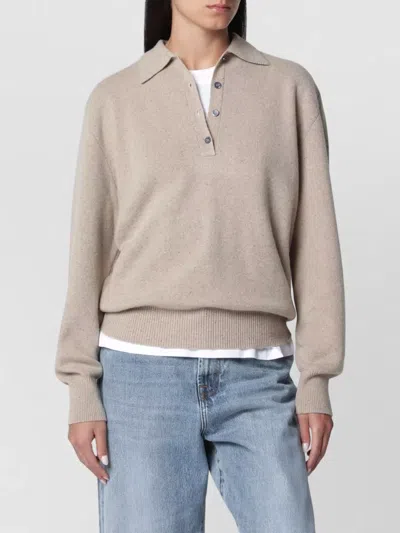 Rohe Knit Collared Neck Long Sleeve Sweater In Neutral