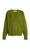 Rohe V-neck Jumper In Organic Cotton In Green
