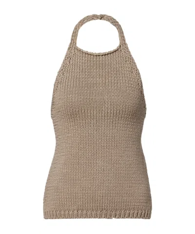 Rohe Knitted Halterneck Cotton Top In Brown