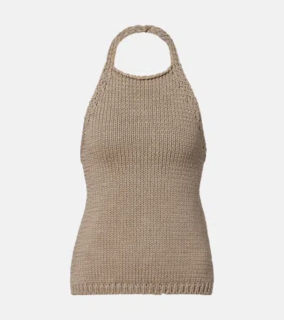 Rohe Róhe Knitted Halterneck Cotton Top In Brown