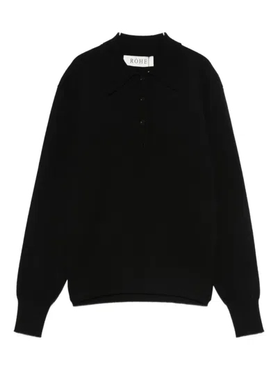Rohe Knitted Polo Top In Black