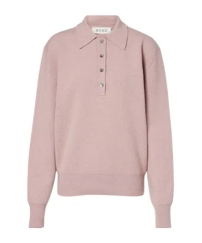 Rohe Knitted Wool-blend Polo Sweater In Pink