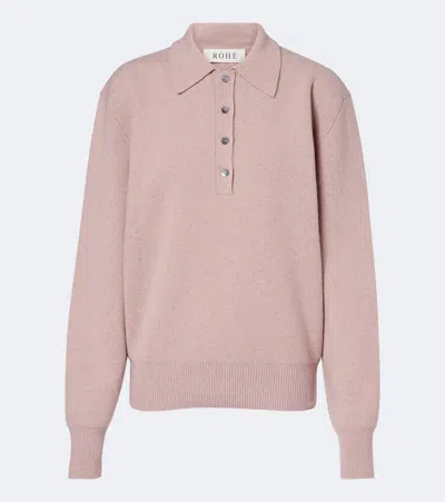 Rohe Róhe Knitted Wool-blend Polo Sweater In Pink