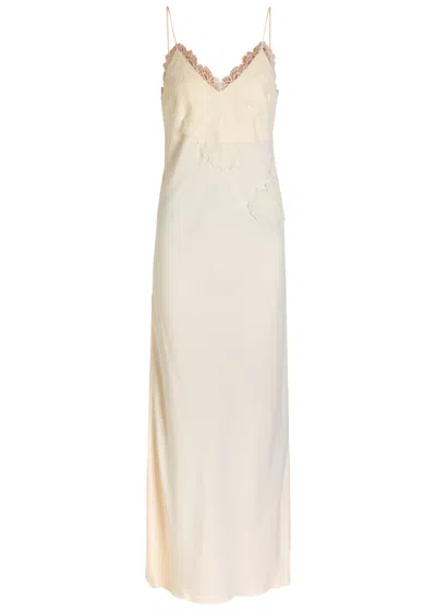 Rohe Lace-appliquéd Satin Maxi Slip Dress In Neutral