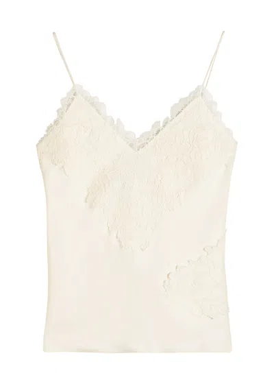 Rohe Lace-appliquéd Satin Top In White