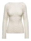 ROHE BEIGE SWEATER WITH BOAT NECKLINE IN COTTON BLEND WOMAN