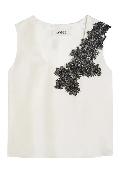 Rohe Lace-embellished Silk Top In White