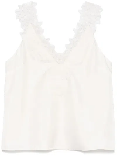 Rohe Róhe Lace Trim Sleeveless Top In Beige